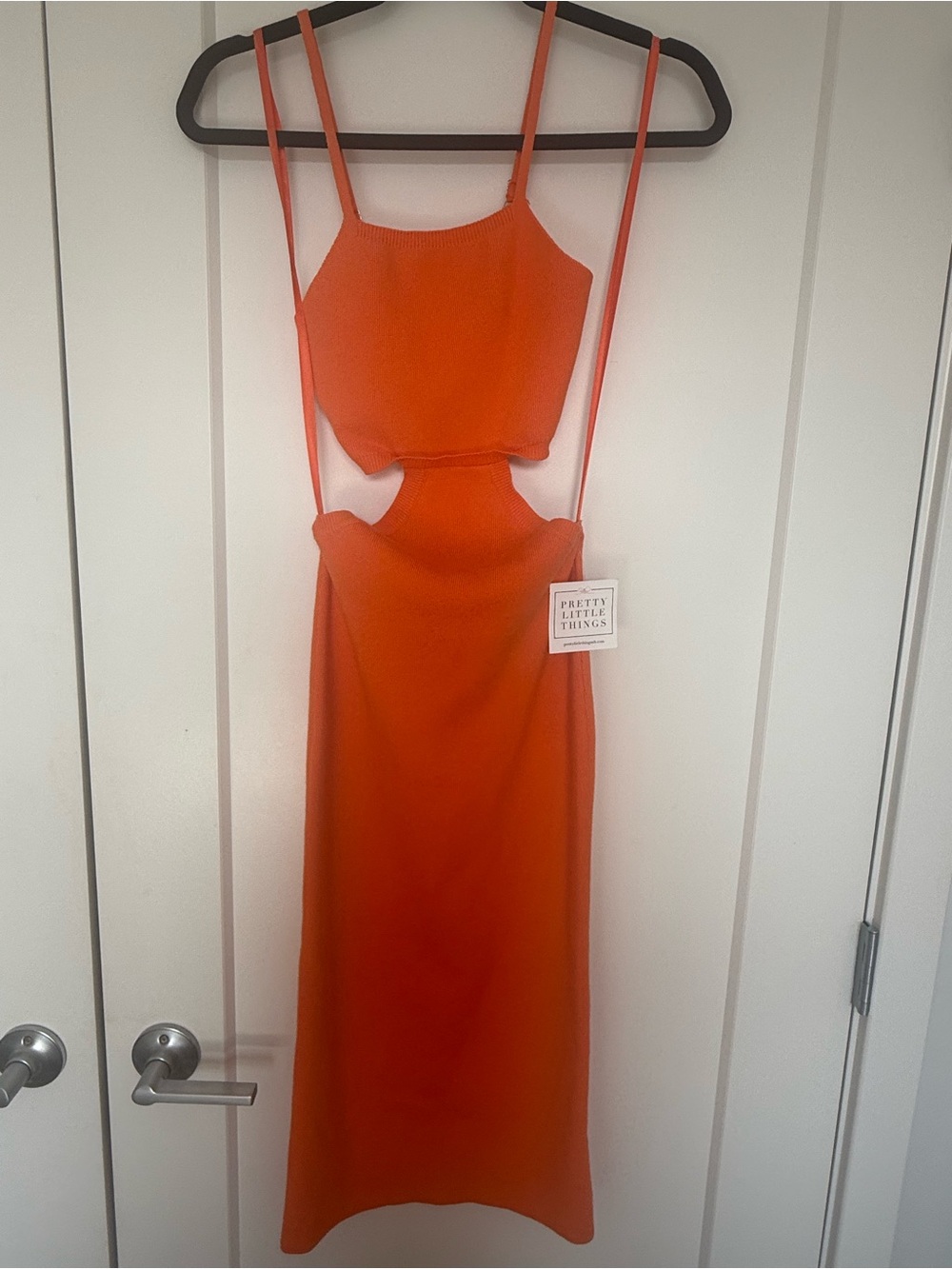 Orange Cutout Midi Dress